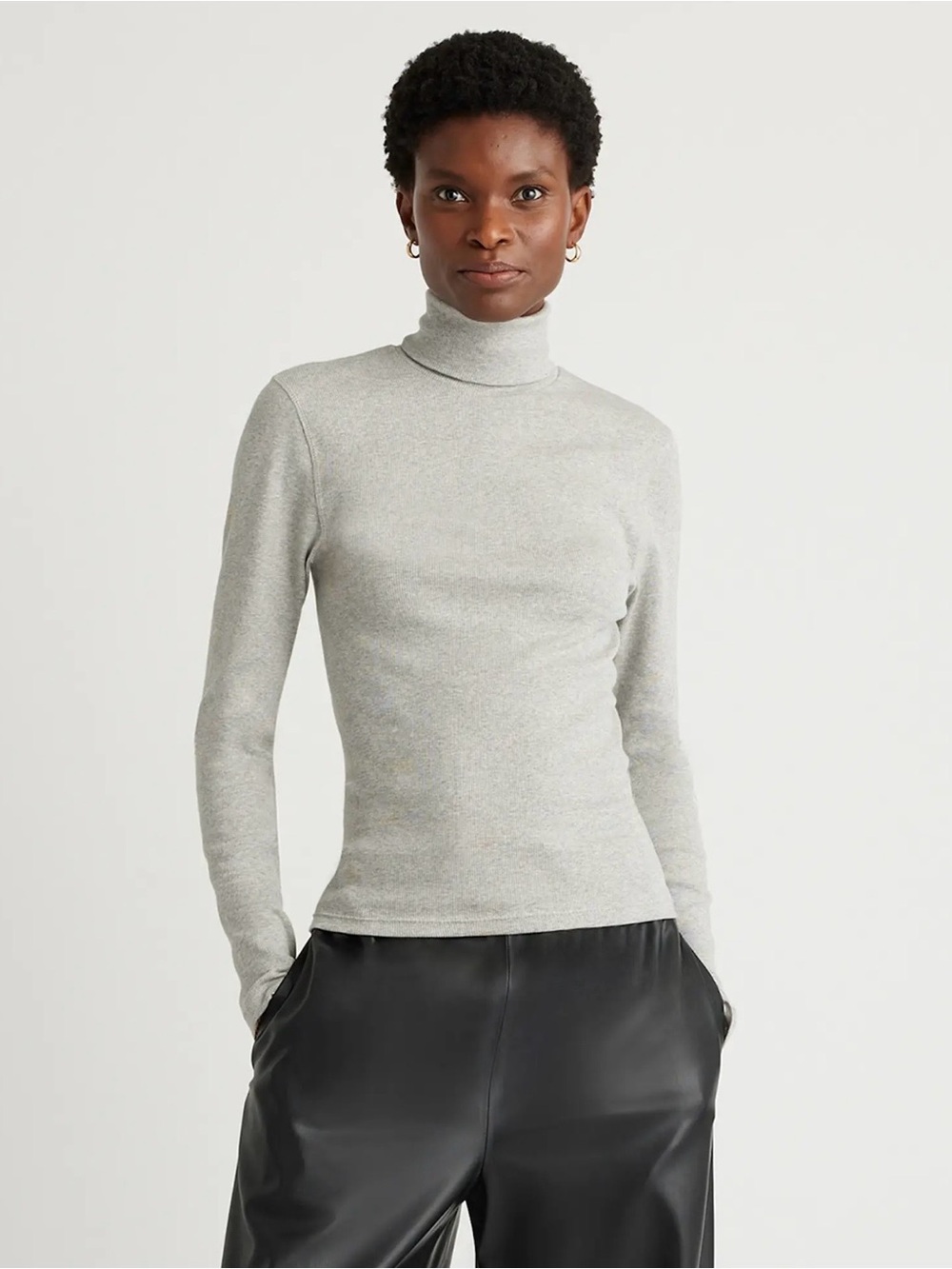 Quince Organic Cotton Micro-Rib Turtleneck